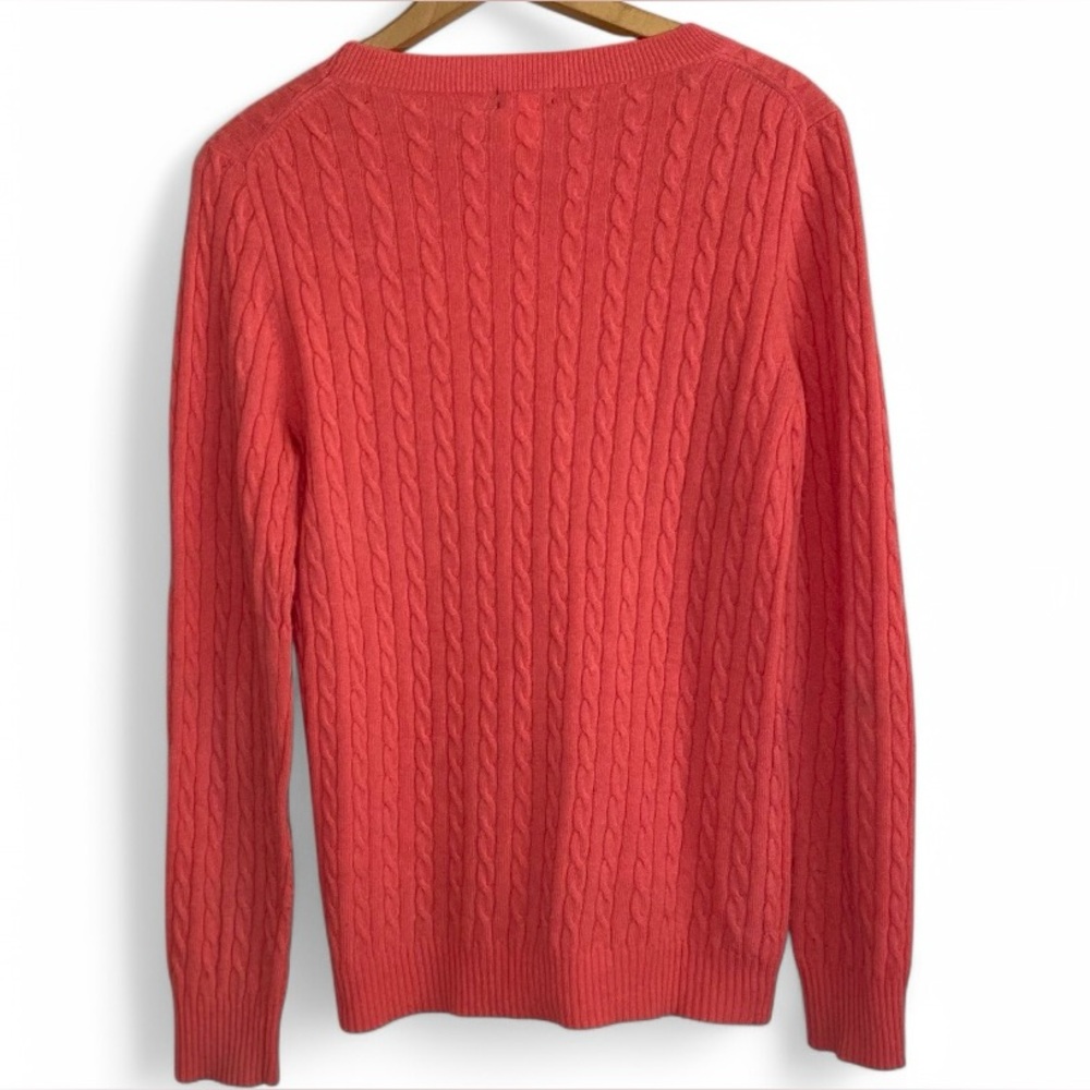 JCrew Women’s Coral Pink Cable Knit Sweater Size Medium - Picture 2 of 4